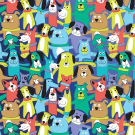 Jillson Roberts Kids Gift Wrap, Dog Buddies, Quarter Ream 208 feet x 30 inches