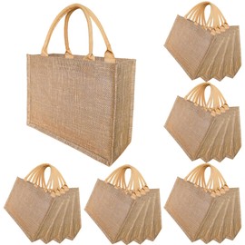 GOQAGA 20 PCS burlap tote bags jute bridesmaid gift burlap gift bags with handles leisure travel vacation 13.8×5.5×10.5 inch L