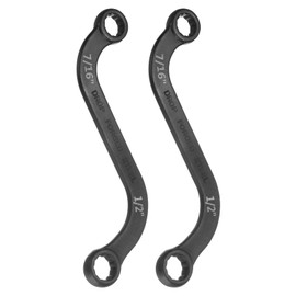sourcing map 2pcs 7/16" x 1/2" 12-Points S-Style Box Wrench Double End S Shaped Wrench Chrome Plated Cr-V Steel S Box Wrenches for Home Auto Bike Repair Machine Maintenance