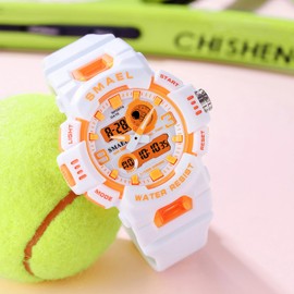 Sports Digital Watch Men Women White Digital Sports Watch Military Watch for Men Large Dial 50 m Waterproof Digital Watch for Teenagers Girls Colourful Watch with Alarm Date Stopwatch, orange, Strap.