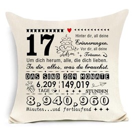 17th Birthday Pillow Cover for 17 Year Old Teenager Boyfriend Daughter Son Sister Brother Girlfriend Boyfriend Cousin Classmate 17th Birthday Gift Inspirational Gift