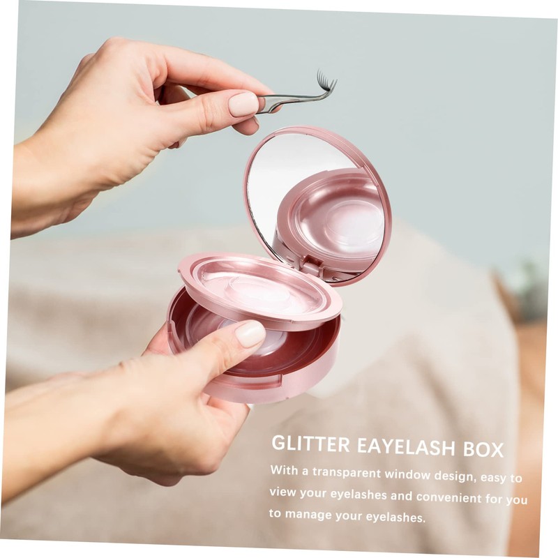 Ipetboom Eyelash Holder Pcs Plastic Eyelash Cases Round Rose Gold