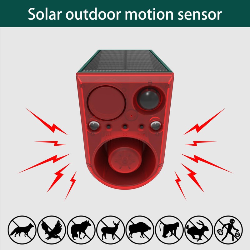 Comboss Solar Outdoor Motion Sensor Alarm, 129dB Dog Barking &