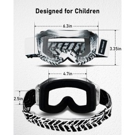 BELINOUS Kid Riding Goggles for ATV Dirt Bike Motorcycle Motorcross MX, UV Protectioin, Youth Dirt Bike Goggles for Kids 3-12 with Soft Strap, White
