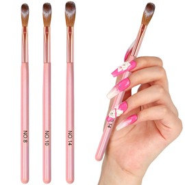 3-teiliges Nagelpinsel-Set für Puder, Nagelverlängerung, Kunst-Design, Damen-Geschenkset, Maniküre- und Pediküre-Pinsel für den professionellen Gebrauch (Farbe: Pink)