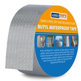 ADHES Butyl Tape Waterproof Tape, 2inch x 16feet Aluminum Foil Tape Butyl Sealant Tape for RV Repair, Window, Boat and Pipe Sealing, Glass & EDPM Rubber Roof Patching(Model:RA100-1,Glue Color:White)