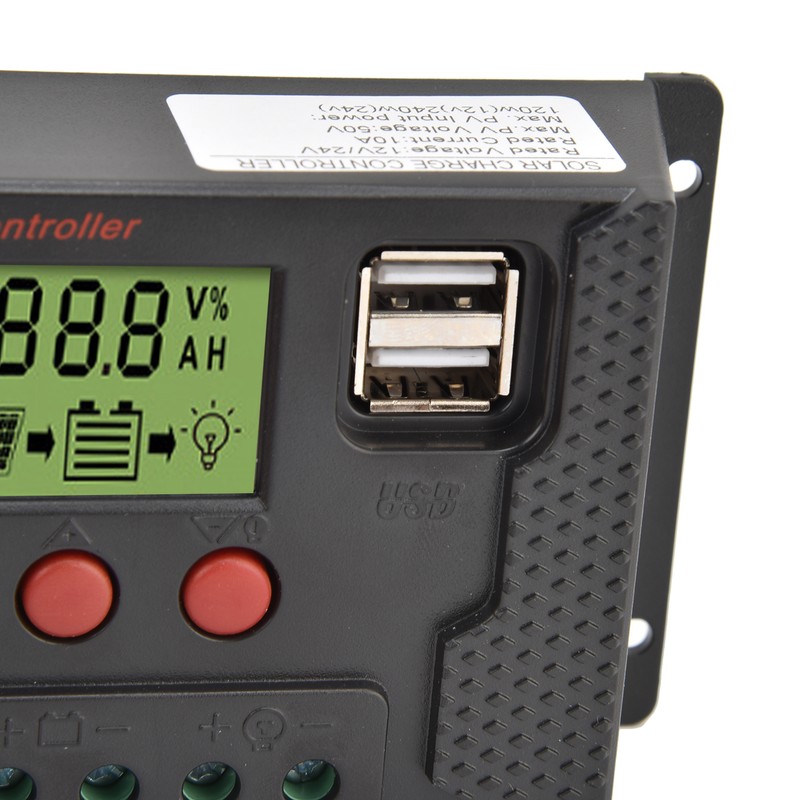PWM LCD Solar Charge Controller 12V 24V 10A Battery Charge