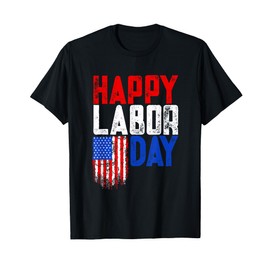 Retro Happy Labor Day Patriotic USA Red White Blue Vintage T-Shirt