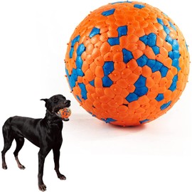 PawfectPals Indestructible Toughest Bouncy Durable Bloom Ball for Aggressive Chewers, TPR Technology, Floating Rubber Ball, Easy to Clean, High Bounce Rate (Orange and Blue)