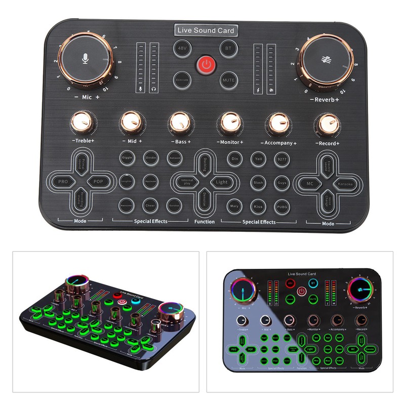 Sound Board Multiple Effects Voice Changer Sound Card for Live
