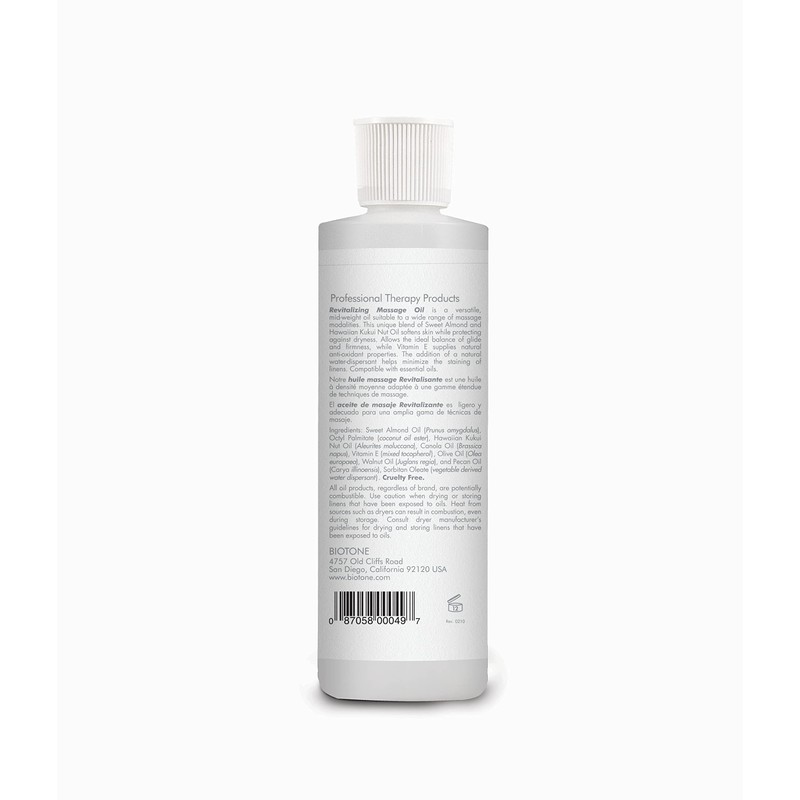 Biotone Revitalizing Unscented Massage Oil, 8 Ounce