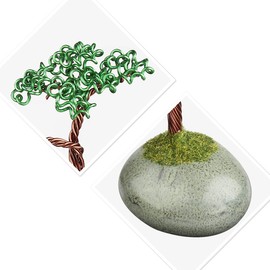 mookaitedecor Aluminium Wire Artificial Money Boonsai Tree with Ceramic Vase, Healing Wishing Straight Tree Desktop Decoration for Wealth and Luck
