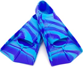 Fadgesy Swimming Training Fins,Comfortable Silicone Flippers for Swimming and Diving,Size Suitable Kids Girls Boys Adult (S, AmberBlue)