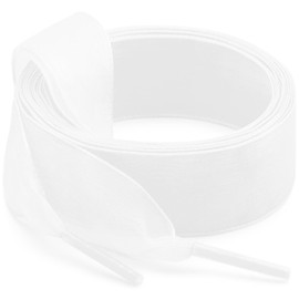 WEGOODZF Satin Ribbon Shoe Laces: 2cm Flat Snow Yarn Shoelaces for Women - 2Pair, 01 White, 47 inch (120CM)