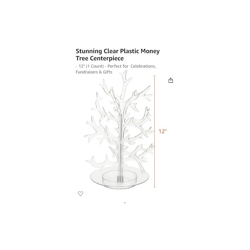 Stunning Clear Plastic Money Tree Centerpiece - 12" (1 Count)