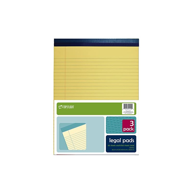 Top Flight Legal Pad, 8.5 x 11.75 Inches, 0.375 Inch