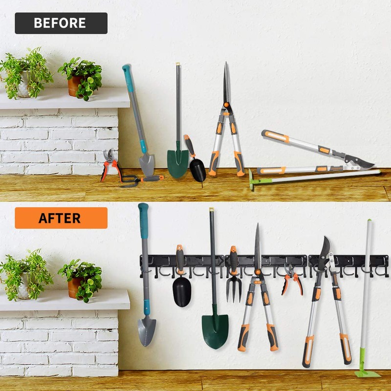 YueTong 68" All Metal Garden Tool Organizer,Adjustable Garage Wall Organizers