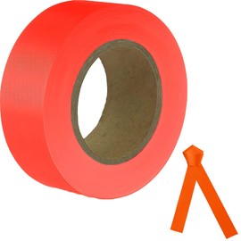 JIZHGRAD Orange Flagging Tape,Surveyors Tape,1-3/16" × 300' Survey Tape,Tree Marking Ribbon,Non-Adhesive Plastic Ribbon,Trail Marking Tape