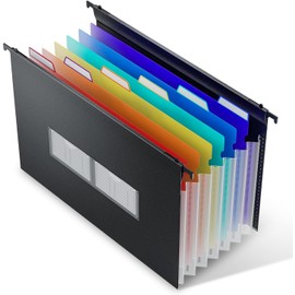 Timotech Archivero Organizador de Carpetas Expansibles de Plástico para Oficina, Archivero Tamaño Carta, Folder Porta Documentos con 7 Bolsillos de acordeón de 1.2 in (Grande)