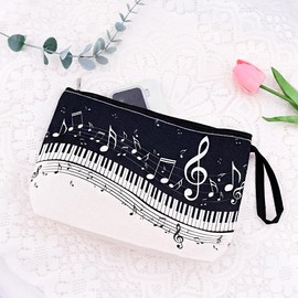 Piano Musical Cosmetic Bag for Pianists Women Music Enthusiast Canvas Makeup Pouch Perfect Birthday Music Festival Gifts for Piano Lovers Teachers