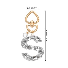 PATIKIL Alphabet Initial Letter Keychain, Cute Heart Crystal Keychains Car Keyring Letter S Pendant Charm Key Chain for Key Wallet Purse Handbag Backpack, Silver