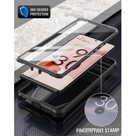Poetic Guardian Case Compatible with Pixel 6 Pro 5G, Built-in Screen Protector Work with Fingerprint ID, Full Body Hybrid Shockproof Protective Rugged Clear Bumper Cover Case, Black/Clear