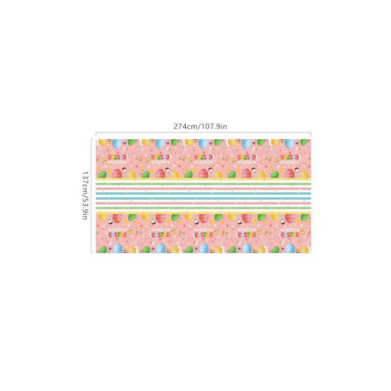 Qaziuy Easter Table Cloth, Plastic Waterproof Easter Eggs Tablecloth Easter