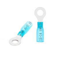 Sopepoyie 50 PCS Heat Shrink Ring Connectors,16-14 Guage Marine Grade Ring Terminals 1/4",Insulated Electrical Connectors Blue