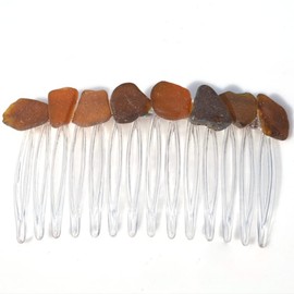 Surf Tumbled Brown Sea Glass Hair Comb