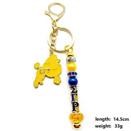 Chan PinPin SIGMA GAMMA RHO Sorority Keychain SGR Poodle Enamel Letter Pendant Metal Keyring for Women Sorority Society Symbol DIY Jewelry Accessories