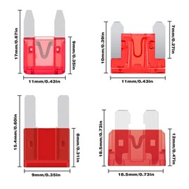 Aukenien Car Fuse Taps, 4 Different Ones, Add A Circuit 12 V Blade Fuse Fuse Adapters, with 10, 15 A Standard, Mini, Micro, Micro 2 Fuses and 1 Fuse Puller