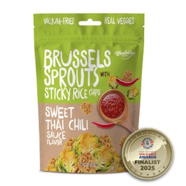 Woodridge Snacks | Vacuum Fried Brussels Sprouts with Sticky Rice Chips | Thai Chili Sauce Flavor | 12 Pack | 1.06 OZ (30g) Bags