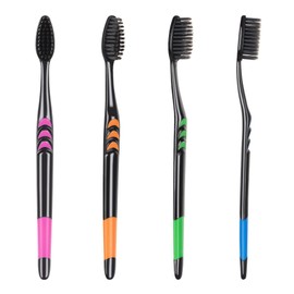 Soft Toothbrush with Flexible Head - Prevent Gum Hurt, Tapered Bristle Brush Gentle Care for Sensitive Teeth, Individually Wrapped Variety Colors Pack of 4