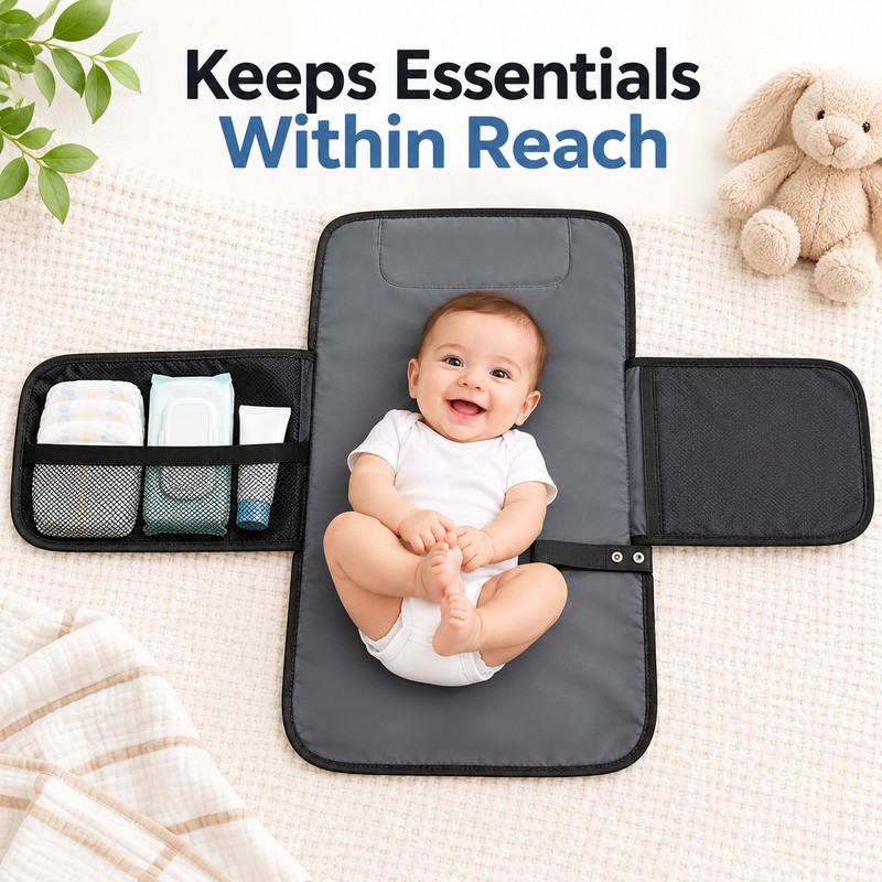 Portable Baby Diaper Changing Pad with Storage Pockets – 58