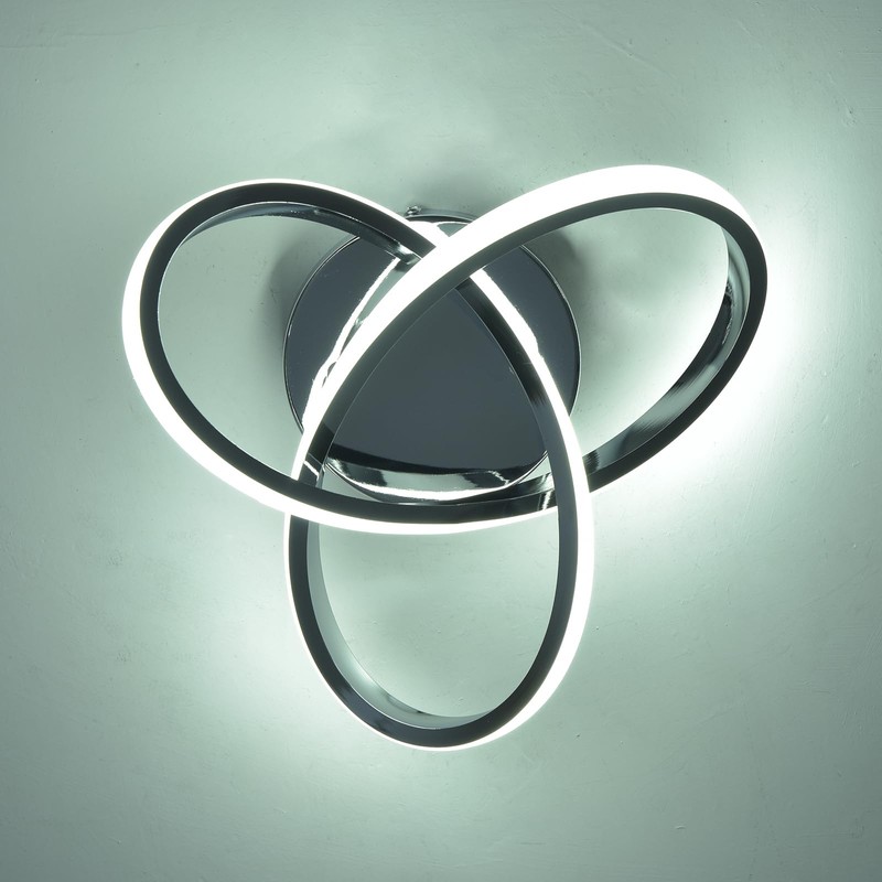 GEADI Modern LED Ceiling Light Fixtures, 20W Chrome Chandelier Lighting,