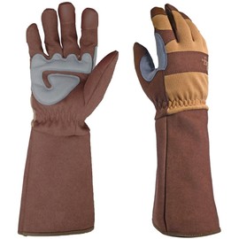 Digz Rose Pruning Thorn-Proof Gardening Gloves with Forearm Protection for Men and Women, Puncture Resistant Gardening Glove, Tan/Brown, Medium