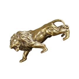 ORFOFE 1pc Handmade Copper Lion Figurine Unique Desktop Decor for Home Office Stylish and Elegant Animal Ornament for Bookshelves and Living Rooms