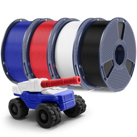 PETG Filament 1.75mm - 4kg(8.8lbs) SUNLU PETG 3D Printer Filament, Reusable Spool Compatible with Bambulab Refill Filament, 1.75mm Dimensional Accuracy +/- 0.02mm, Black+White+Red+Blue Bundle