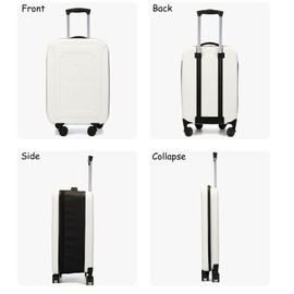 ELDA Collapsible Suitcase Checked Fully Foldable Luggage Hardshell Carry-On Rolling Suitcases with Silent Spinner Wheels,Combination Lock Travel for Men Women （24-Inch）