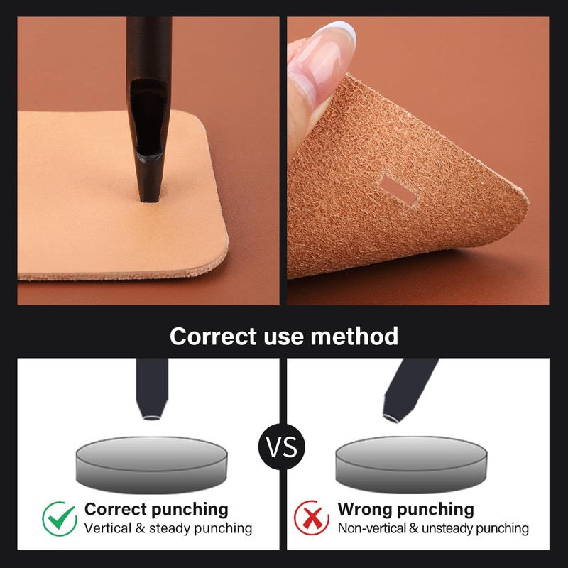 WUTA Rectangle Leather Hole Punch, High Carbon Steel Punching Tool,