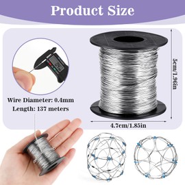 Lusofie 1 Roll 304 Stainless Steel Wire 0.4mm×137m Spring Steel Wire Wire for Crafts Stainless Steel Wire Silver Jewelry Beading Wire Hoop Wire Trap Wire for Jewellery Making