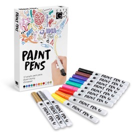 12pc Premium Acrylic Paint Pen Set - Perfect Kit for Colouring Rocks - Great Gift for Fabric Art