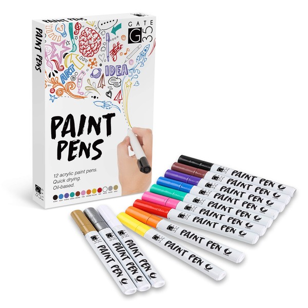 12pc Premium Acrylic Paint Pen Set - Perfect Kit for