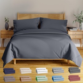 BAMPURE Luxury Series King Sheet Set - 100% Viscose derived from Bamboo Sheets King Size - Super Soft Viscose Bamboo Cooling Sheets for Hot Sleepers -Up to 16’’ Deep Pocket King Sheet Set (C.Gray)
