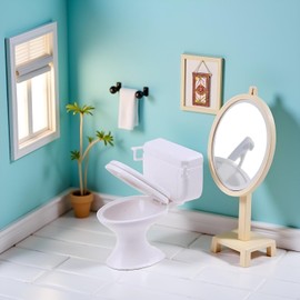 1:12 Scale Miniature Bathroom Toilet - Realistic Dollhouse Furniture for DIY Crafts, Dioramas and Architectural Models