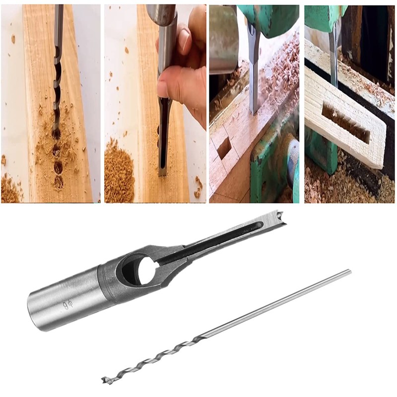 Baorder 4Pcs Square Hole Drill Mortiser Chisel Set, Woodworking Drill