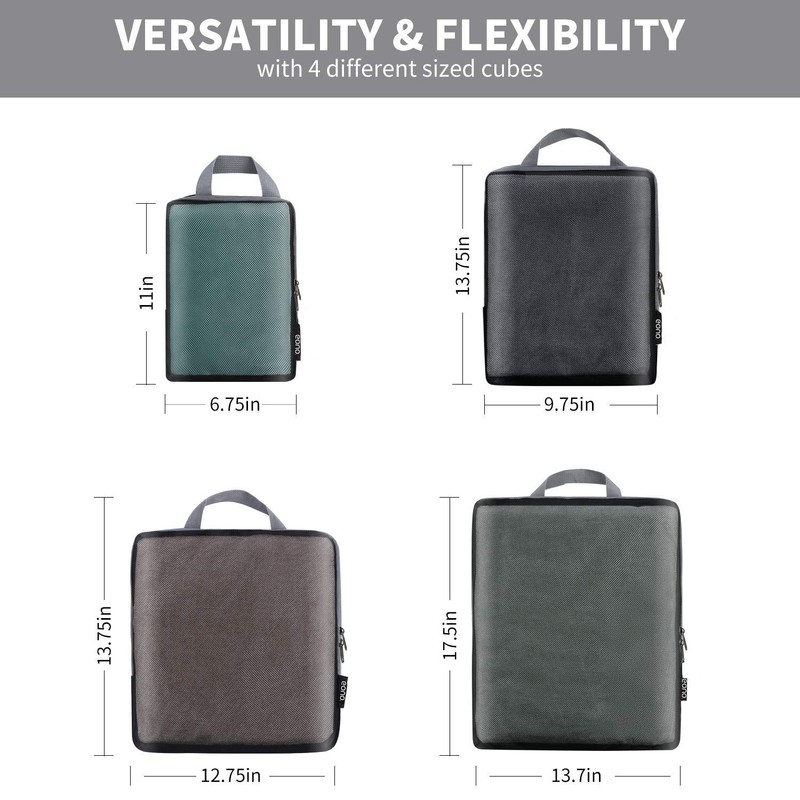 Eono Compression Packing Cubes, Luggage Organiser Set, Extensible Suitcase Organiser,