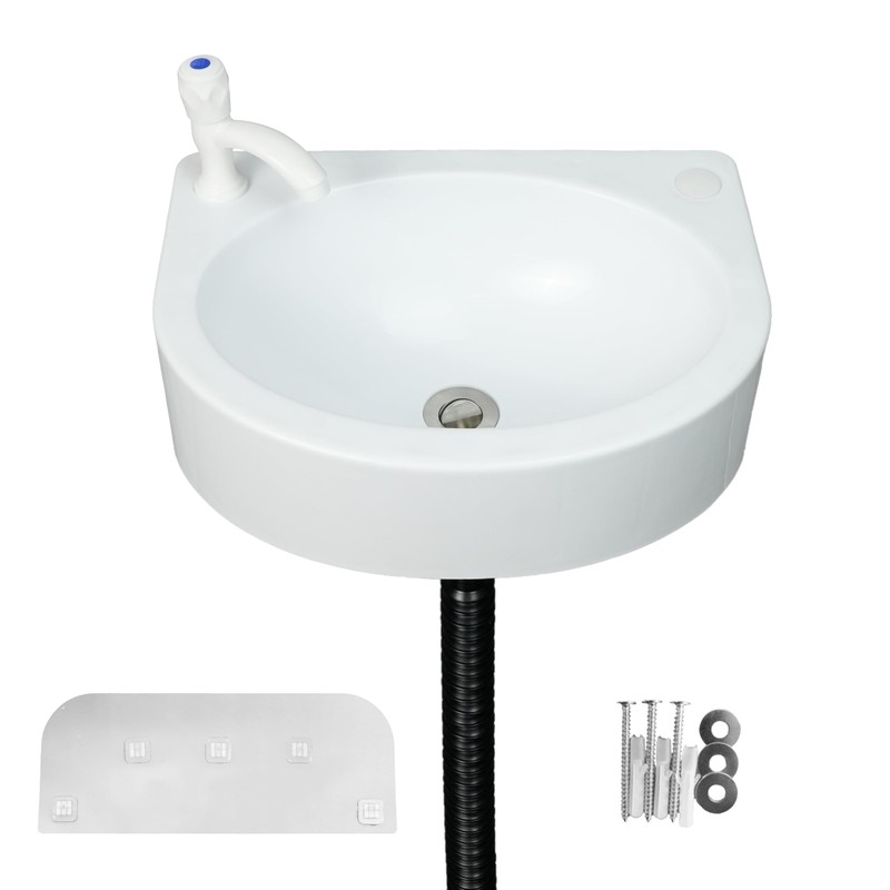 Wall Mount Bathroom Sink 17.7"x13.4" No-Drill Installation Self-Adhesive Wash basin