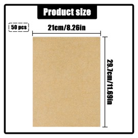 TEAONE A4 Brown Kraft Paper, 50 Sheets Kraft Cardstocks for DIY Projects and Crafts (29.7 x 21cm/11.69 x 8.26in)