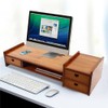 GDAE10 Monitor Stand Riser with 3 Drawers 2-Tier Bamboo Wood